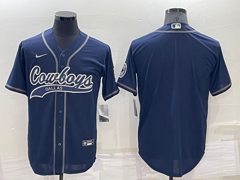 Men's Dallas Cowboys Customized Navy Cool Base Stitched Baseball Jersey Men's Dallas Cowboys Customized Navy Cool Base Stitched Baseball Jersey